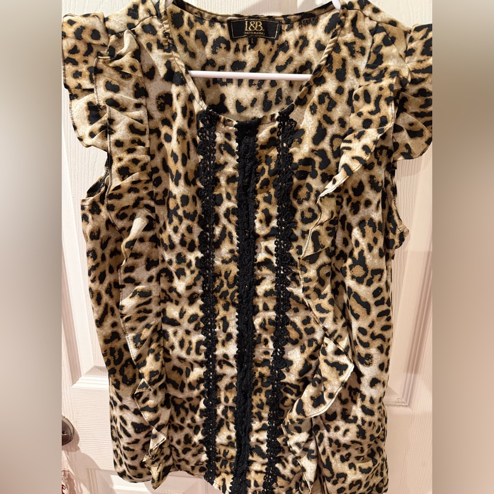 L&B Leopard Print Ruffle Top